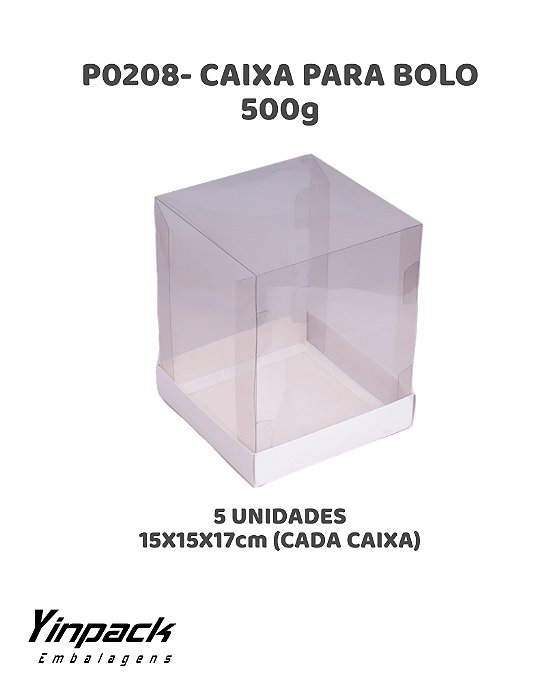 CAIXA PARA BOLO 500g (P0208) BASE BRANCA C/5UN - YINPACK (PÁSCOA)