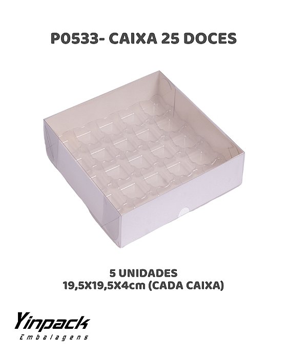 CAIXA PARA 25 DOCES (P0533) BASE BRANCA C/5UN - YINPACK (PÁSCOA)