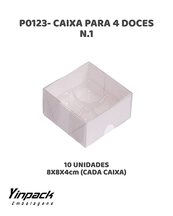 CAIXA PARA 4 DOCES (P0123) BASE BRANCA C/10UN - YINPACK (PÁSCOA)