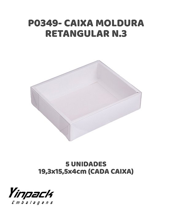 CAIXA MOLDURA RETANGULAR N.03 (P0349) BASE BRANCA C/5UN - YINPACK (PÁSCOA)