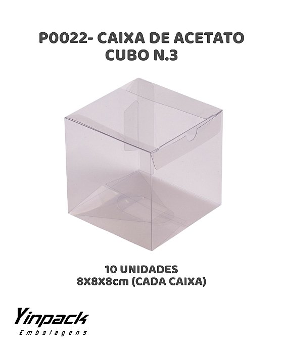 CAIXA DE ACETATO CUBO N.03 (P0022) C/10UN - YINPACK (PÁSCOA)