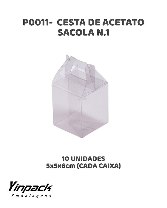 CAIXA DE ACETATO SACOLA N.01 (P0011) C/10UN - YINPACK (PÁSCOA)