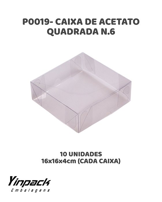 CAIXA DE ACETATO QUADRADA N.06 (P0019) C/10UN - YINPACK (PÁSCOA)