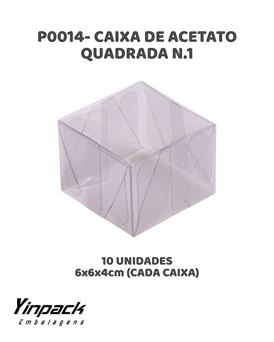 CAIXA DE ACETATO QUADRADA N.01 (P0014) C/10UN - YINPACK (PÁSCOA)