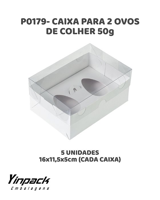 CAIXA PARA 2 OVOS DE COLHER 50g (P0179) C/5UN - YINPACK (PÁSCOA)