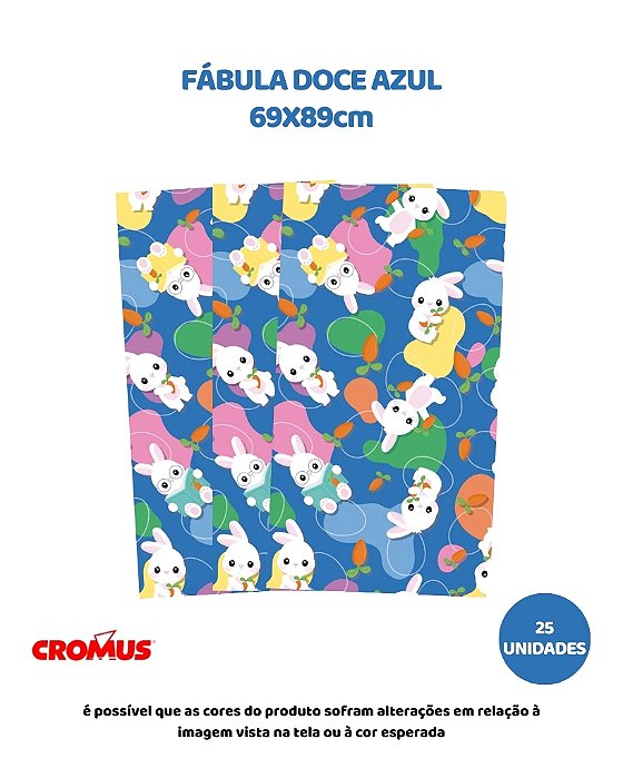 FOLHA 69X89cm FÁBULA DOCE AZUL C/25UN – CROMUS (PÁSCOA)