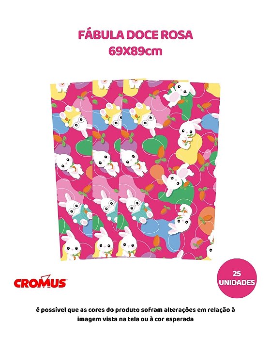 FOLHA 69X89cm FÁBULA DOCE ROSA C/25UN – CROMUS (PÁSCOA)