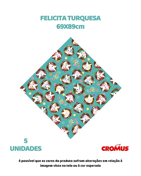 FOLHA 69X89cm FELICITA TURQUESA C/5UN – CROMUS (PÁSCOA)