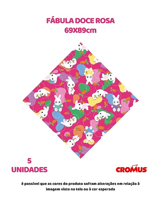 FOLHA 69X89cm FÁBULA DOCE ROSA C/5UN – CROMUS (PÁSCOA)