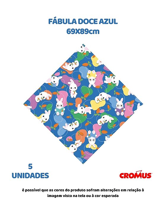 FOLHA 69X89cm FÁBULA DOCE AZUL C/5UN – CROMUS (PÁSCOA)