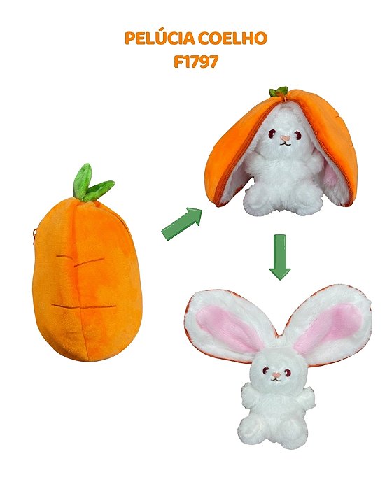 PELÚCIA LARANJA COELHO (F1797) ORELHA - FIZZY (PÁSCOA)