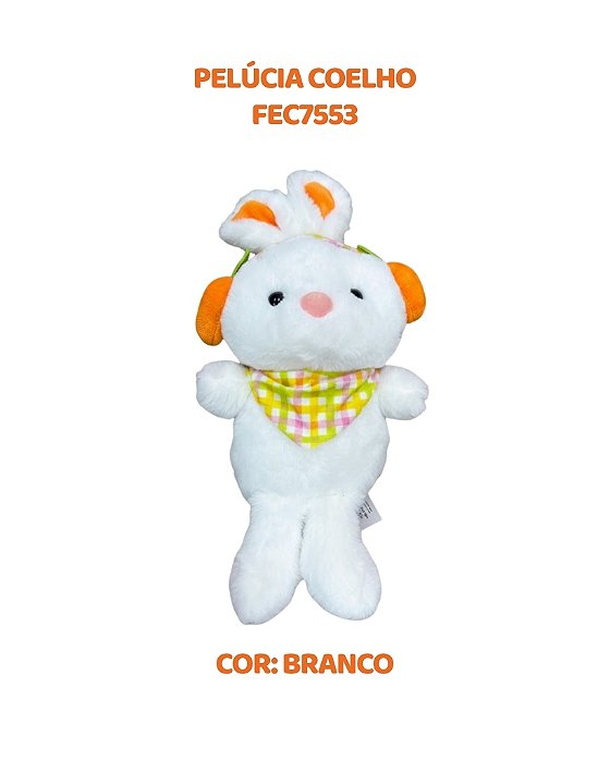 PELÚCIA COELHO BRANCO (FEC7553) BANDANA - FIZZY (PÁSCOA)