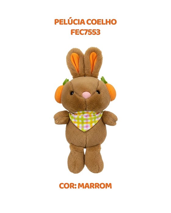 PELÚCIA COELHO MARROM (FEC7553) BANDANA - FIZZY (PÁSCOA)