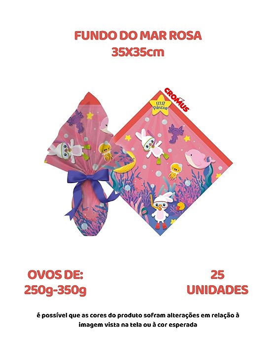 SACO EXPRESS 35x35cm FUNDO DO MAR ROSA C/25UN – CROMUS (PÁSCOA)