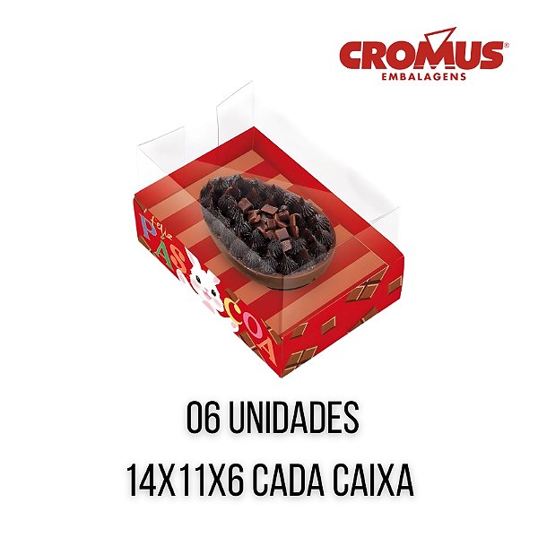 CAIXA FELICITA C/6UN PARA MEIO OVO DE 100G A 150G - CROMUS (PÁSCOA)