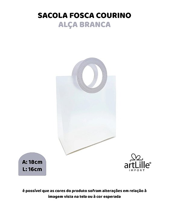 SACOLA FOSCA 16X18cm ALÇA BRANCA - ARTLILLE
