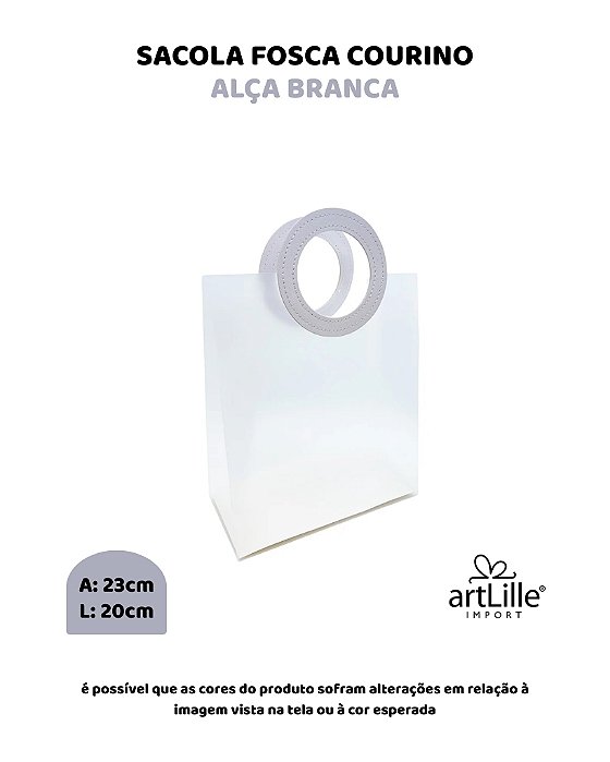 SACOLA FOSCA 20X23cm ALÇA BRANCA - ARTLILLE