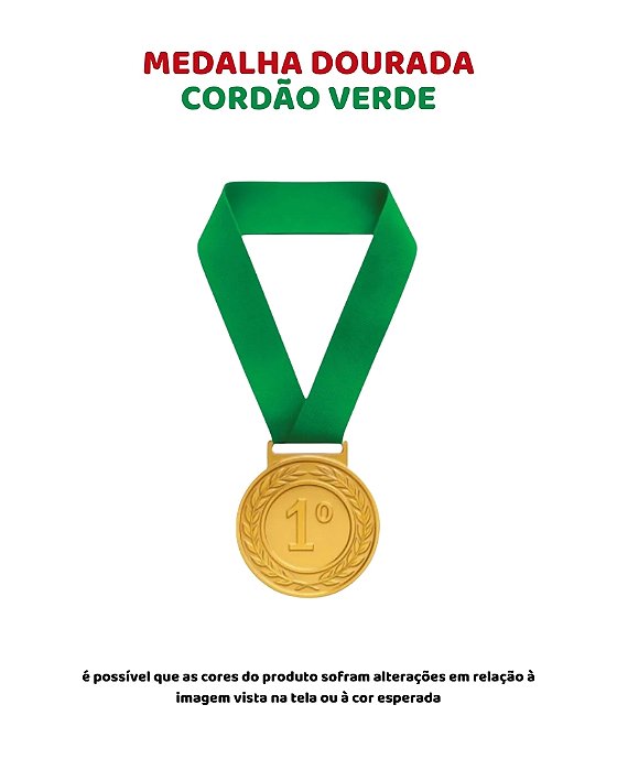 MEDALHA DOURADA COM CORDÃO VERDE - COPA DO MUNDO