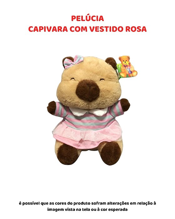 PELÚCIA - CAPIVARA COM VESTIDO ROSA