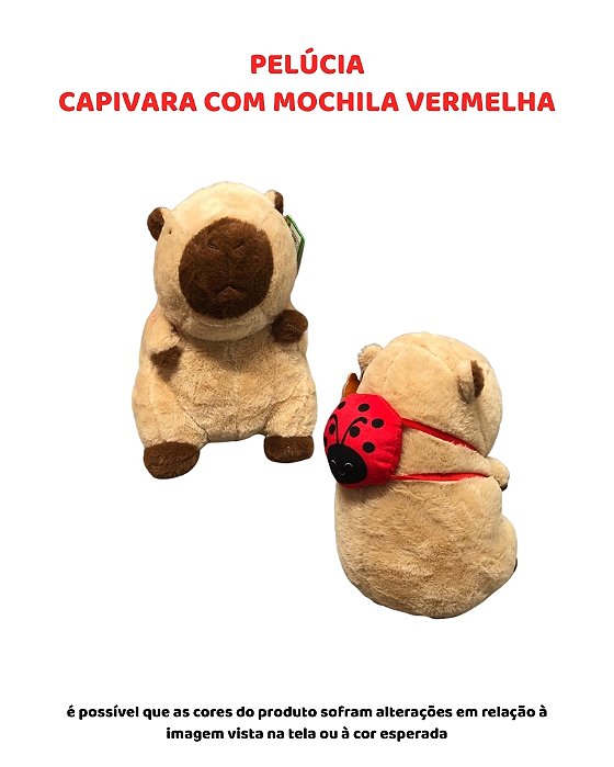 PELÚCIA - CAPIVARA COM MOCHILA VERMELHA