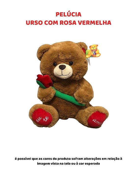 PELÚCIA - URSO COM ROSA VERMELHA