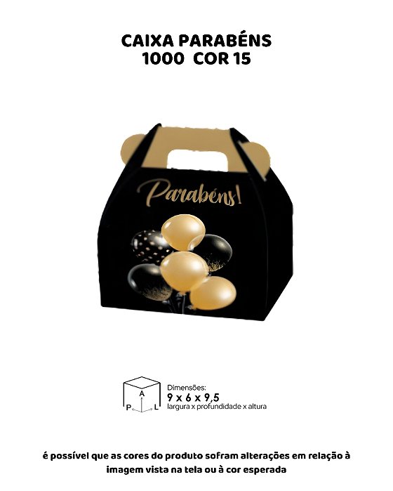 CAIXA PARABÉN C/10UN - 1000 COR 15 - MF EMBALAGENS DECORATIVAS