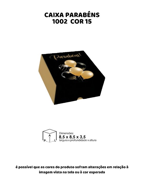 CAIXA PARABÉN C/10UN - 1002 COR 15 - MF EMBALAGENS DECORATIVAS