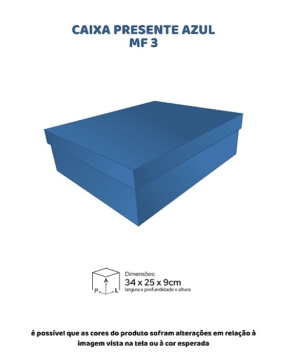 CAIXA PRESENTE AZUL C/10UN - MF 3 - MF EMBALAGENS DECORATIVAS