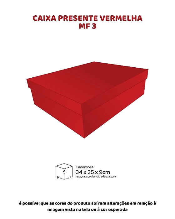 CAIXA PRESENTE VERMELHA C/10UN - MF 3 - MF EMBALAGENS DECORATIVAS