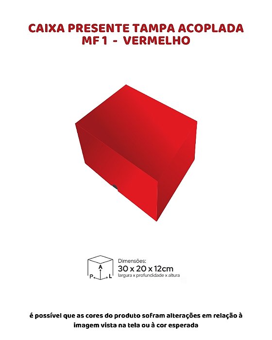 CAIXA PRESENTE TAMPA ACOPLADA VERMELHA C/10UN - MF 1 - MF EMBALAGENS (MaN)
