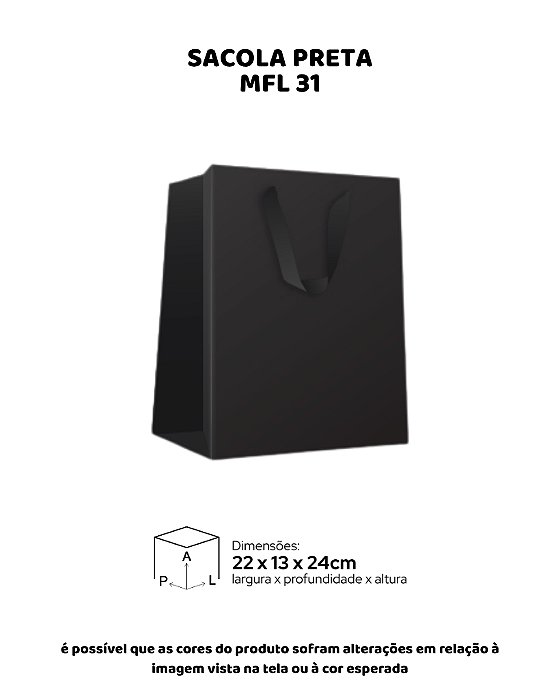 SACOLA PRETA C/10UN - MFL 31 - MF EMBALAGENS DECORATIVAS
