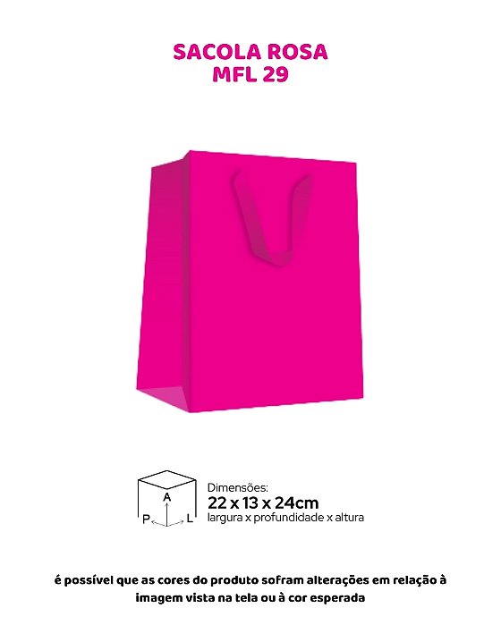 SACOLA ROSA C/10UN - MFL 32 - MF EMBALAGENS DECORATIVAS