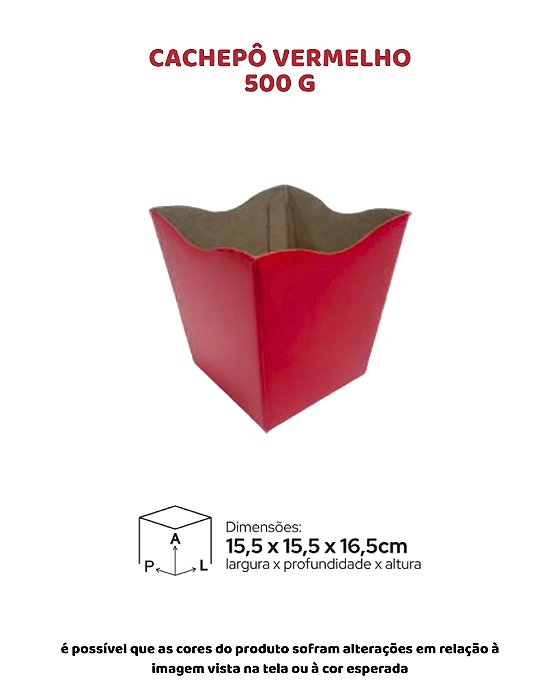 CACHEPÔ VERMELHO C/25UN - 500 G - MF EMBALAGENS DECORATIVAS