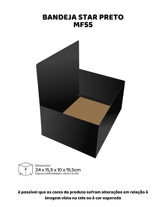 BANDEJA STAR PRETA C/10UN - MF 55 - MF EMBALAGENS DECORATIVAS