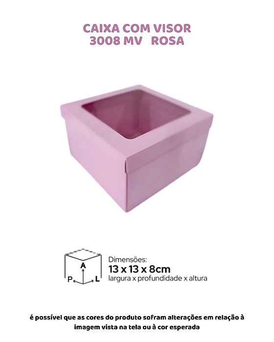 CAIXA COM VISOR ROSA CLARO C/10UN - MF 3008 MV - MF EMBALAGENS DECORATIVAS