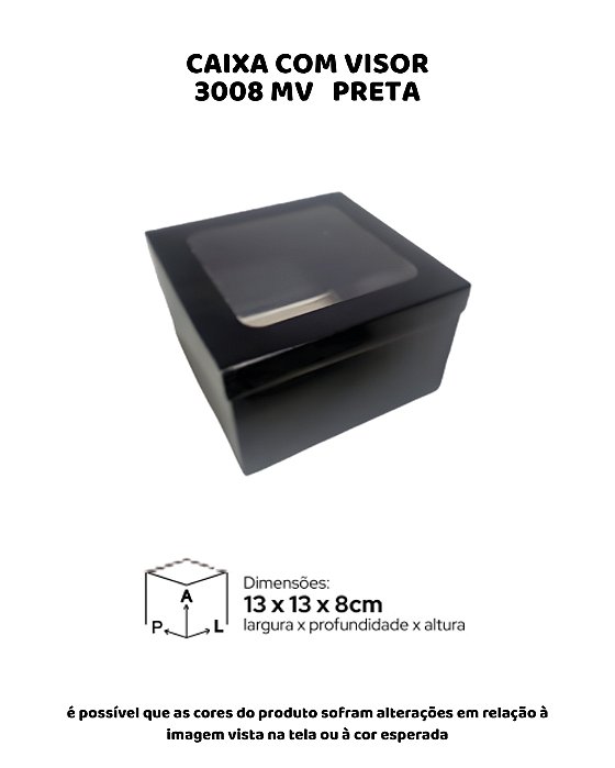 CAIXA COM VISOR PRETO C/10UN - MF 3008 MV - MF EMBALAGENS DECORATIVAS
