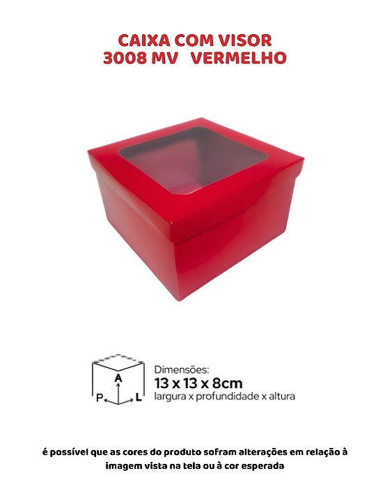 CAIXA COM VISOR VERMELHO C/10UN - MF 3008 MV - MF EMBALAGENS DECORATIVAS
