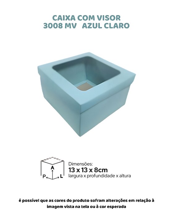 CAIXA COM VISOR AZUL CLARO C/10UN - MF 3008 MV - MF EMBALAGENS DECORATIVAS