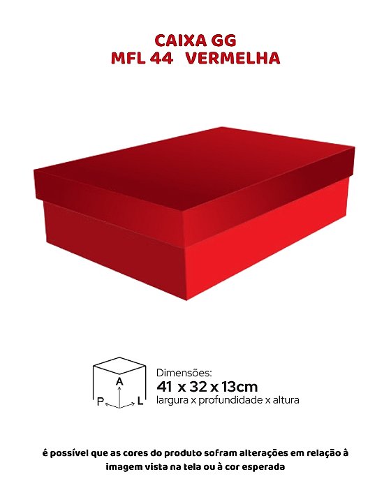 CAIXA GG VERMELHO C/10UN - MFL 44 - MF EMBALAGENS DECORATIVAS