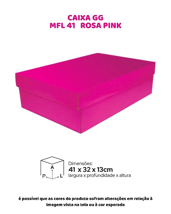CAIXA GG ROSA PINK C/10UN - MFL 41 - MF EMBALAGENS DECORATIVAS