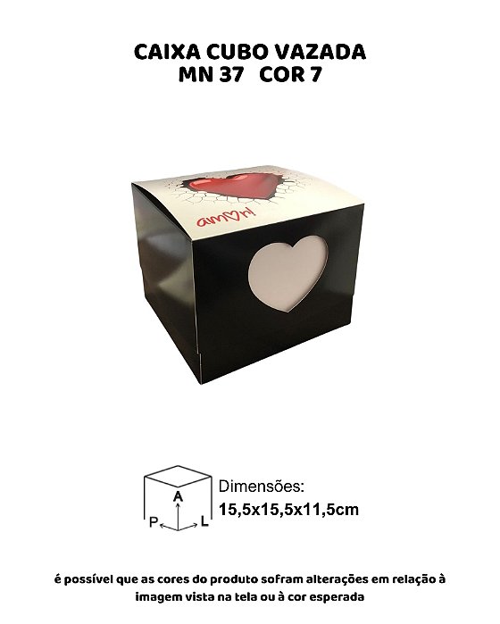 CAIXA CUBO VAZADA "AMOR" C/10UN - MN 37 COR 7 - MF EMBALAGENS (MaN)