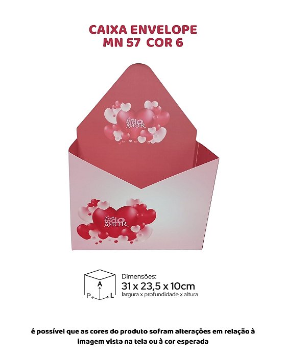 CAIXA ENVELOPE "COM TODO AMOR" C/10UN - MN 57 COR 6 - MF EMBALAGENS (MaN)