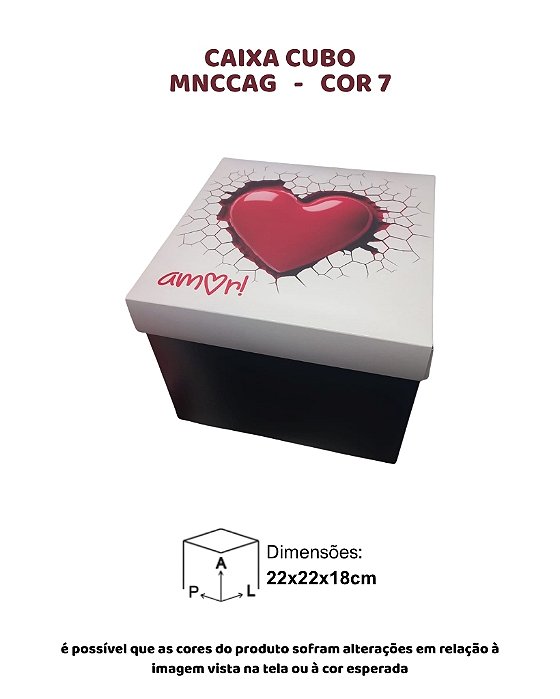 CAIXA CUBO "AMOR" C/10UN - MNCCAG COR 7 - MF EMBALAGENS (MaN)