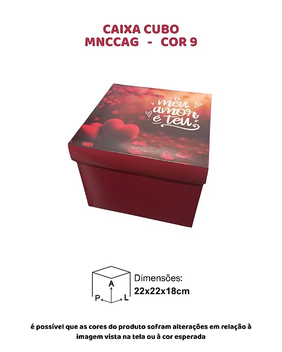 CAIXA CUBO "O MEU AMOR É TEU" C/10UN - MNCCAG COR 9 - MF EMBALAGENS (MaN)