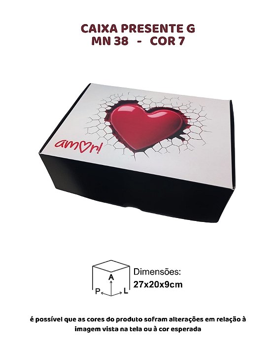 CAIXA PRESENTE G "AMOR" C/10UN - MN 38 COR 7 - MF EMBALAGENS (MaN)