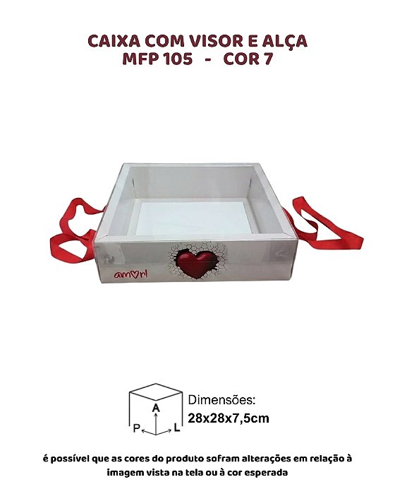 CAIXA COM VISOR E ALÇA "AMOR" C/10UN - MFP 105 COR 7 - MF EMBALAGENS (MaN)