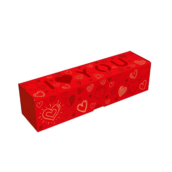 CAIXA PARA 4 DOCES I LOVE YOU AMOR EM CAIXA 16X4X4CM C/ 10UN - IDEIA C5974 (NAM)