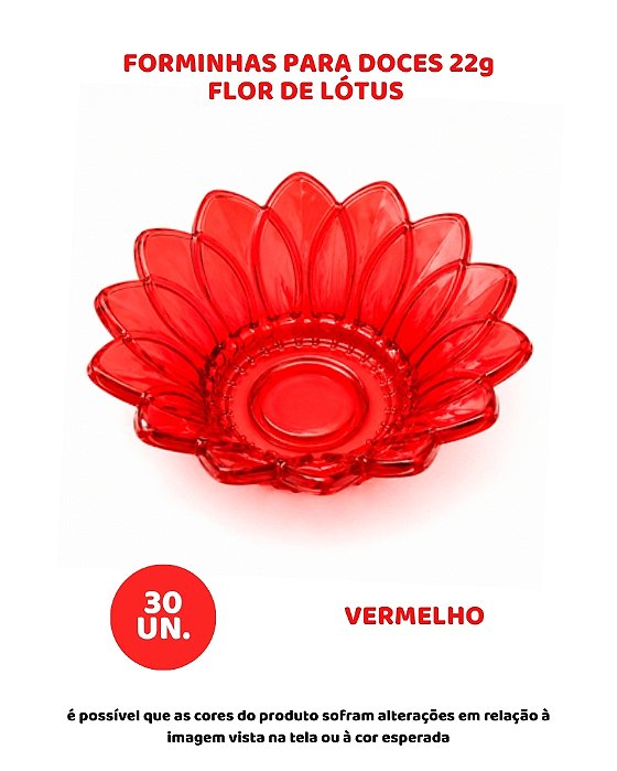 FORMINHA PARA DOCES 22g FLOR DE LÓTUS VERMELHO C/30UN - MIRANDINHA