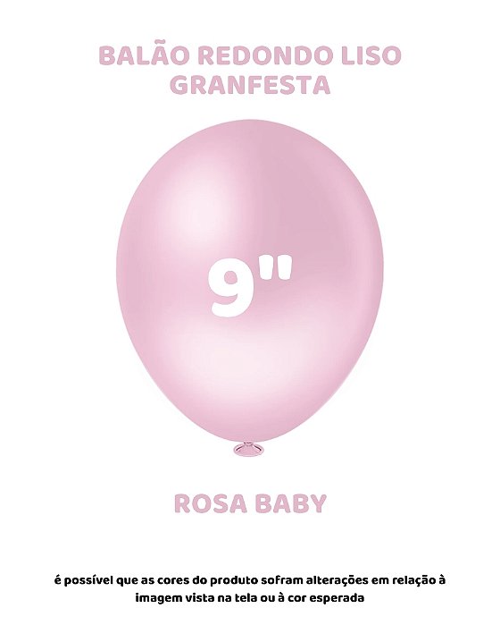 BALÃO GRANFESTA 9 POLEGADAS ROSA BABY C/50UN - PIC PIC