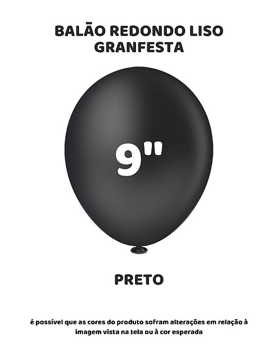 BALÃO GRANFESTA 9 POLEGADAS PRETO C/50UN - PIC PIC
